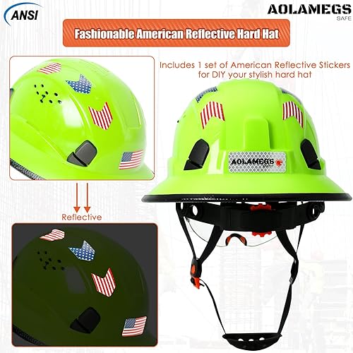 Miniatura 6 de Cascos De Construccion - Casco de ala completa con visera transparente aprobado por la OSHA y correa para la barbilla, casco de seguridad ajustable