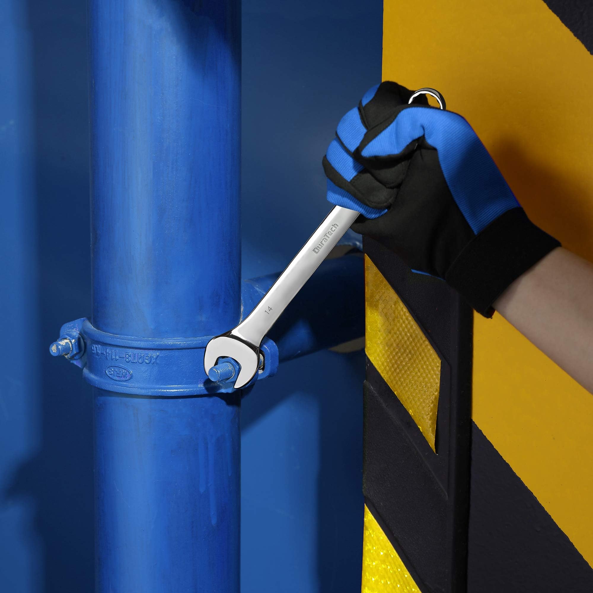 DURATECH Combination Wrench Set, Metric, 15-Piece, 8-22mm, 12-Point, Chrome Vanadium Steel, with Rolling Pouch