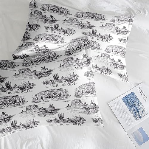 Miniatura 4 de WeCozy Juego de funda de edredón tamaño King con 2 fundas de almohada, juego de ropa de cama de vaquero del desierto americano con cierre de