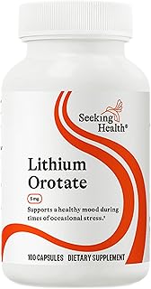 Seeking Health Lithium Orotate - Mineral Supplement Supports Brain Health & Memory - Non-GMO & Gluten-Free Formula with Low Serving of Lithium - 5 mg, 100 Capsules