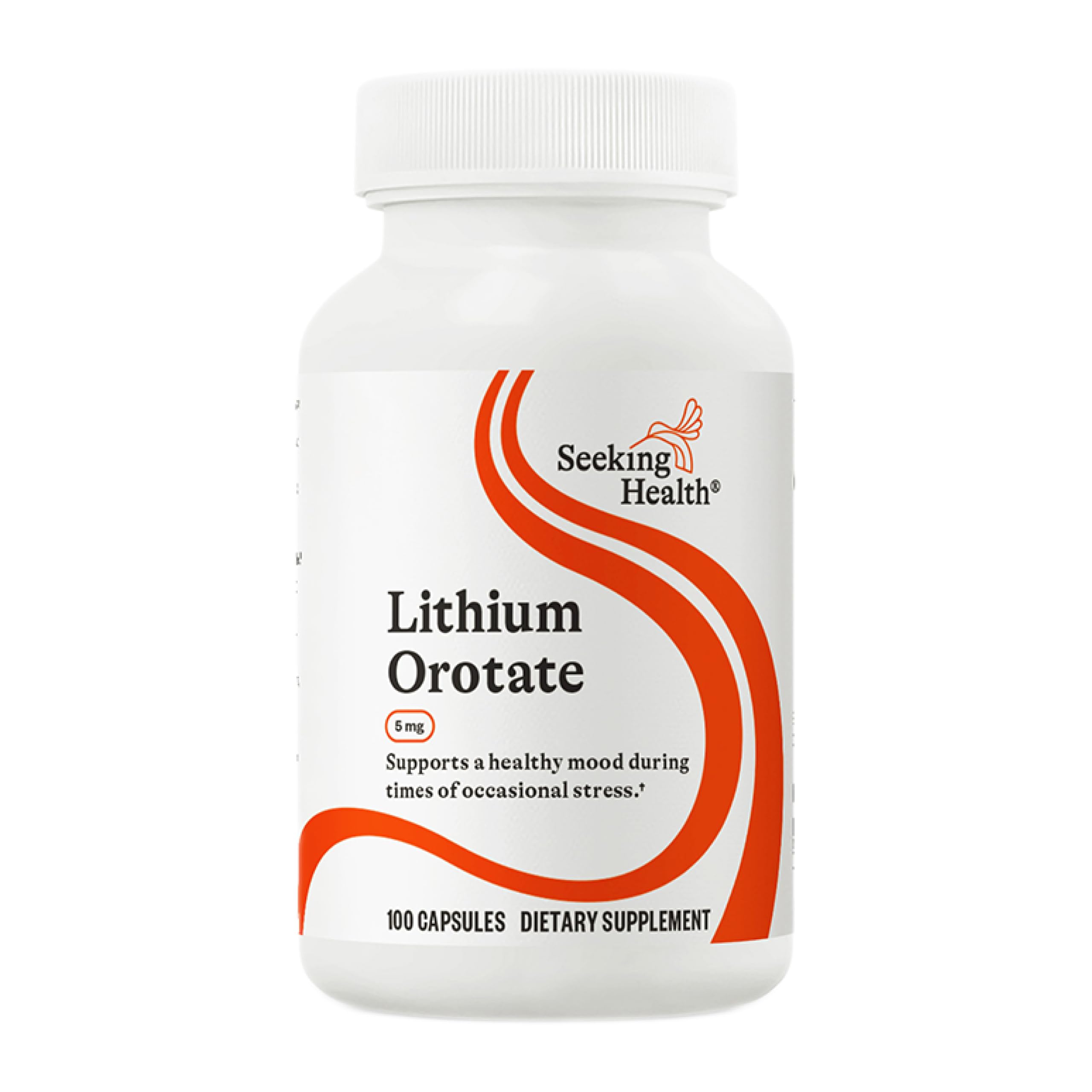 Seeking Health Lithium Orotate - Mineral Supplement Supports Brain Health & Memory - Non-GMO & Gluten-Free Formula with Low Serving of Lithium - 5 mg, 100 Capsules