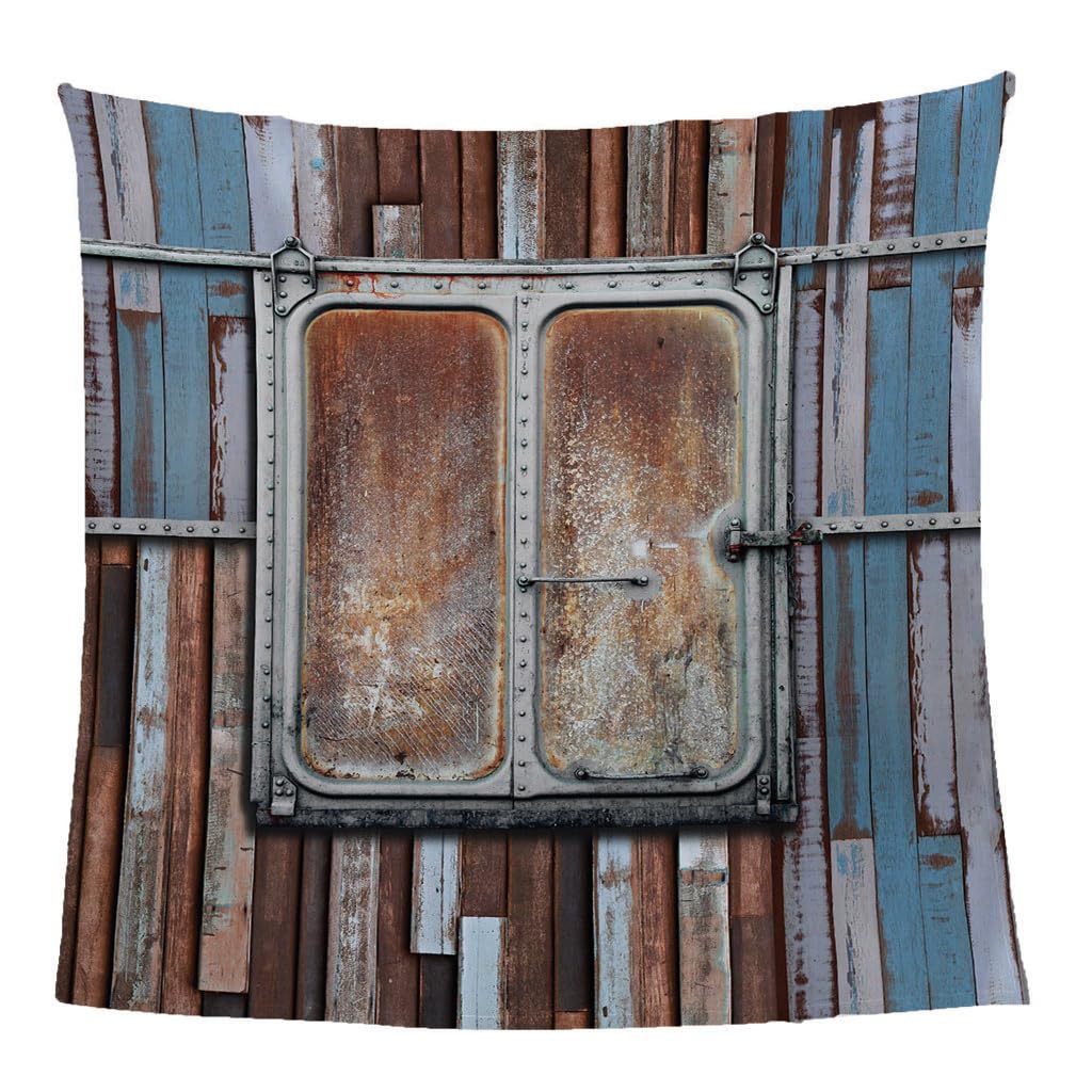 Manta De Franela De Microfibra 180X220Cm Manta De Felpa Suave Para Sofá Cama 3D Ventana De Metal En Mal Estado Retro Impresión Patrón Manta Polar Invierno Gruesa Y Esponjosa Caliente Transpirable