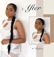 Extensie de păr FESHFEN 86 cm, coadă împletită, șaten deschis, din fibră sintetică, cu sistem de prindere elastic 4