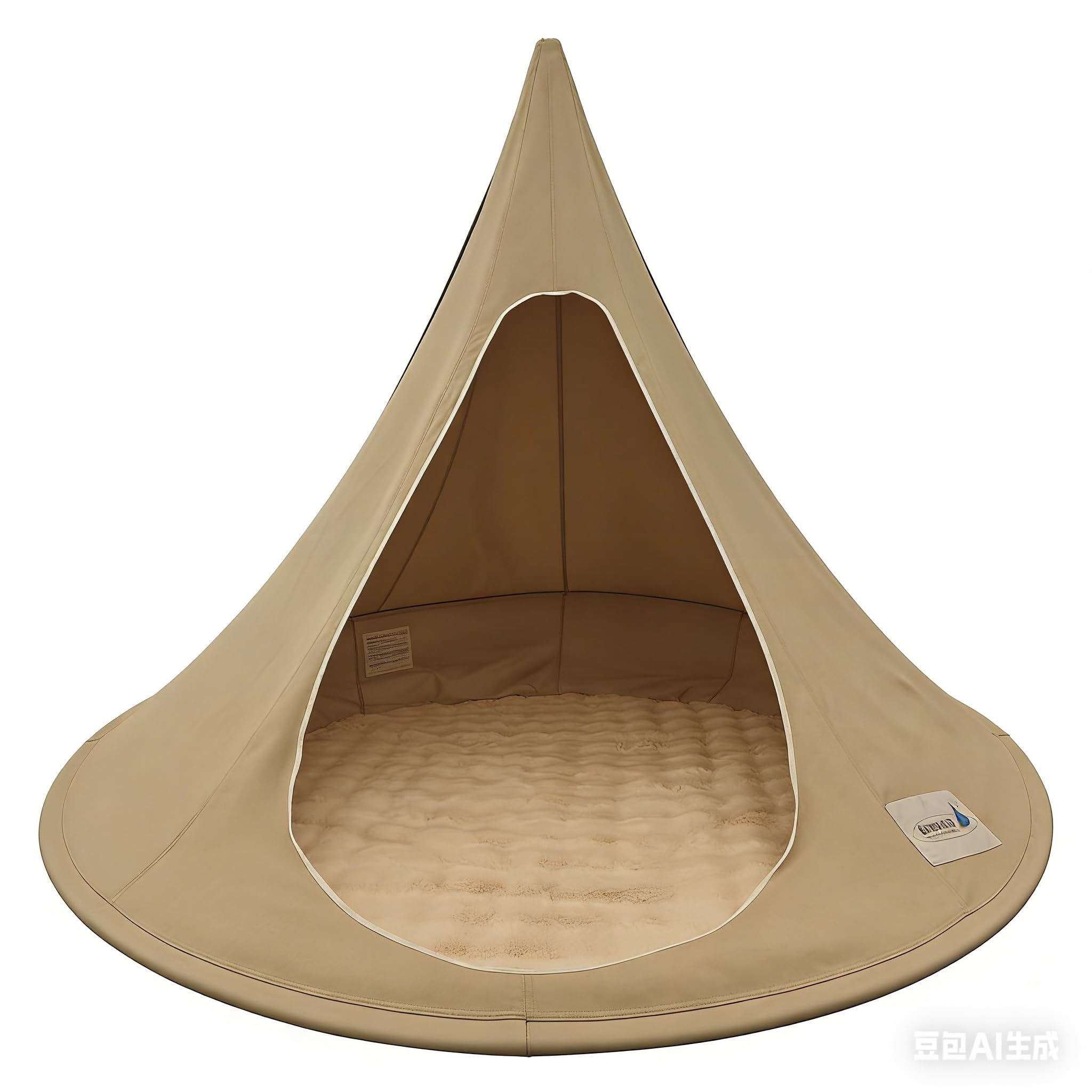 Double Birnest Hanging Chair – Cozy Indoor/Outdoor Hammock with Olefin Canvas, 660 lb Capacity, Includes Two Circle Aluminum Pole &amp; Carabiner. Swing Sofa. (Brown)