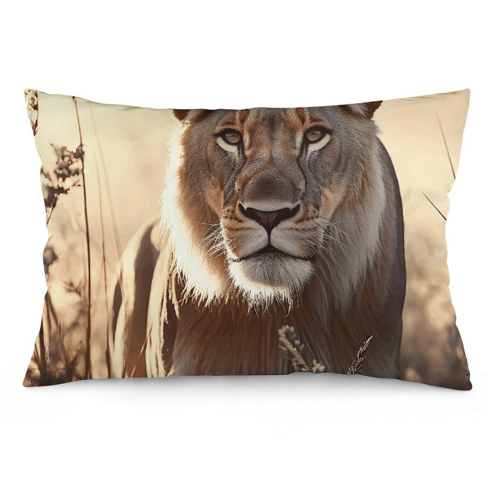 2 Pack Pillow Cases for Hair and Skin, Soft Breathable Pillow Case Covers with Hidden Zipper, Female Lion Pillowcase 12 "x20 Pillow Covers for Sleeping Gift