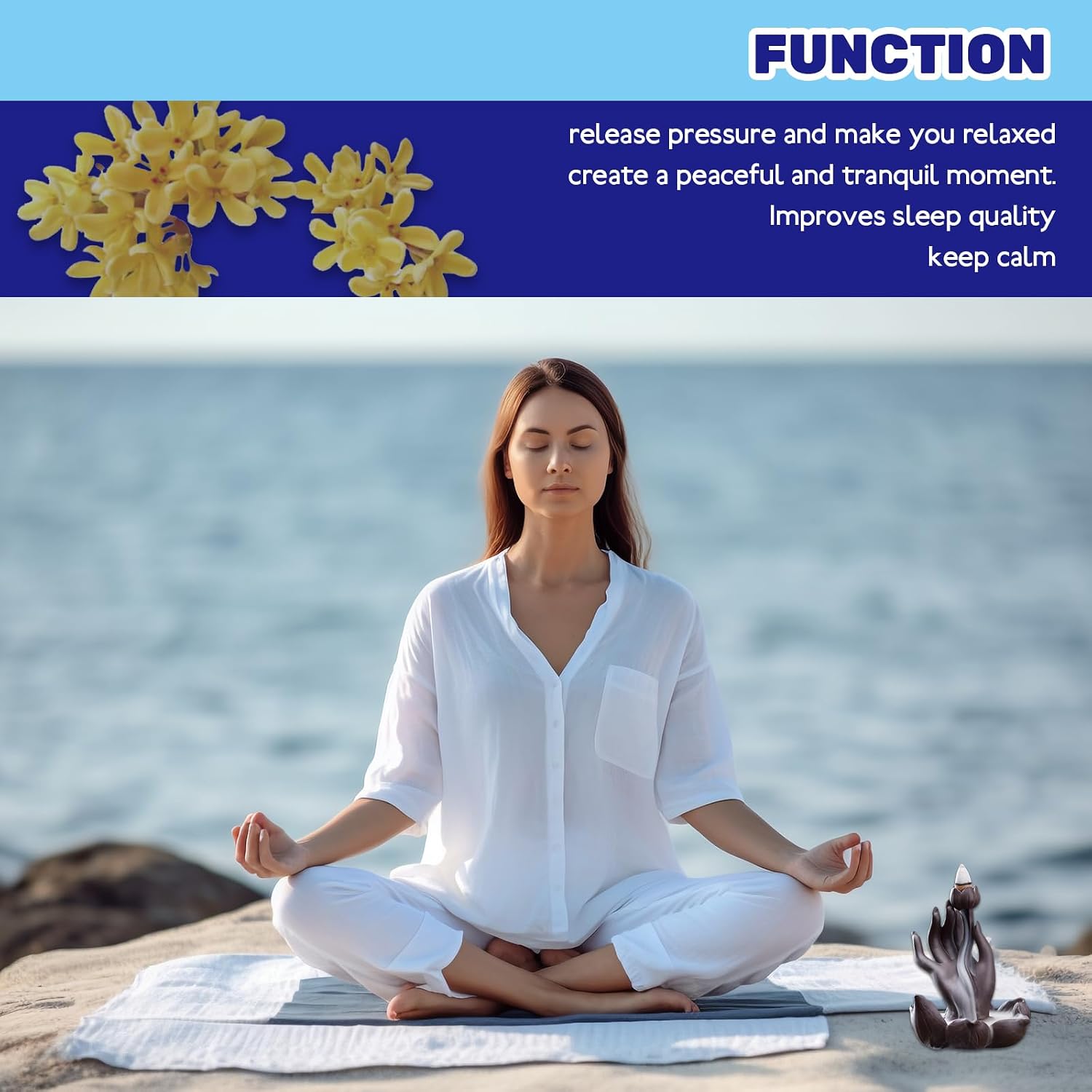 100Pcs Osmanthus Backflow Incense Cones Bulk, Long Lasting May Flower Waterfall Fragrant Cone, Natural Handwork Scents for Aromatherapy Meditation & Yoga