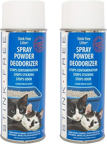Caja de arena para gatos desodorante en polvo en aerosol y eliminador de olores (2 latas) – Desodorizador, eliminador, absorbente y ambientador