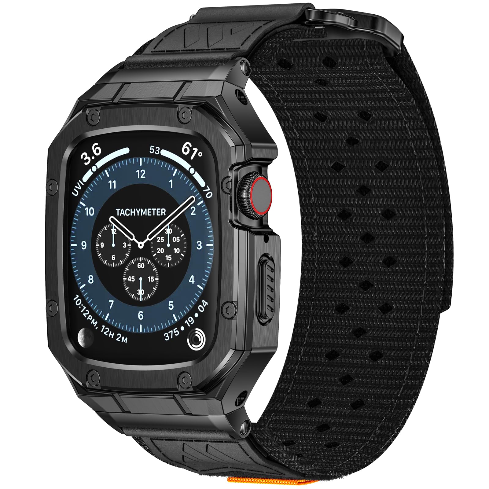BAITEYOU Cinturino con custodia compatibile con Apple Watch Band per serie 9 8 SE 7 6 5 4 3 2 1 49 mm 45 mm 44 mm 42 mm 41 mm 40 mm 38 mm, custodia robusta in acciaio inossidabile per cinturini iwatch