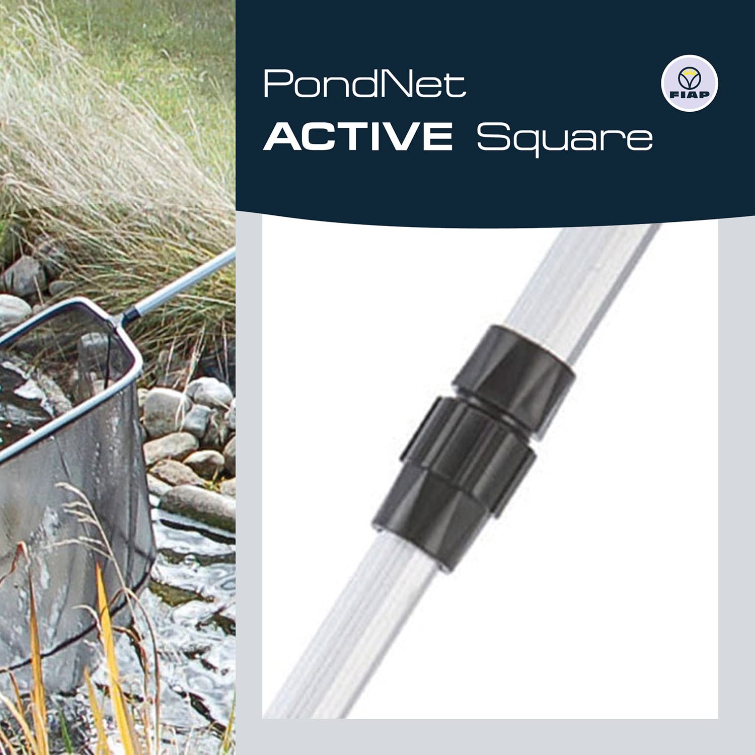 FIAP PondNet Active Square - 350 x 350 mm - Profi - Teichkescher - Kescher - Fischkescher - Teichzubehör - Zubehör - Teichreinigung - Reinigung - Gartenteich