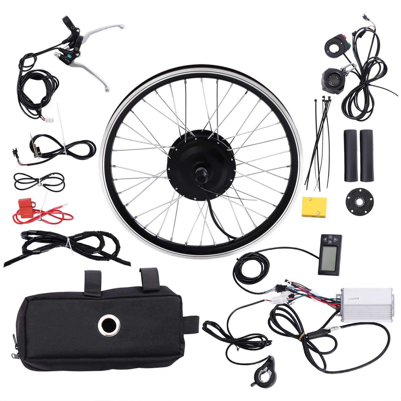 SHZICMY Elektryczny silnik rowerowy 20", 36 V, 350 W, zestaw do konwersji roweru na rower elektryczny, z wyświetlaczem LCD, do 24-28 km/h