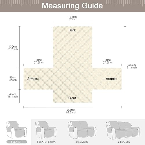 Miniatura 165 de TAOCOCO Funda para silla reclinable 100% impermeable, fundas antideslizantes para silla reclinable con bolsillo, protector de muebles lavable