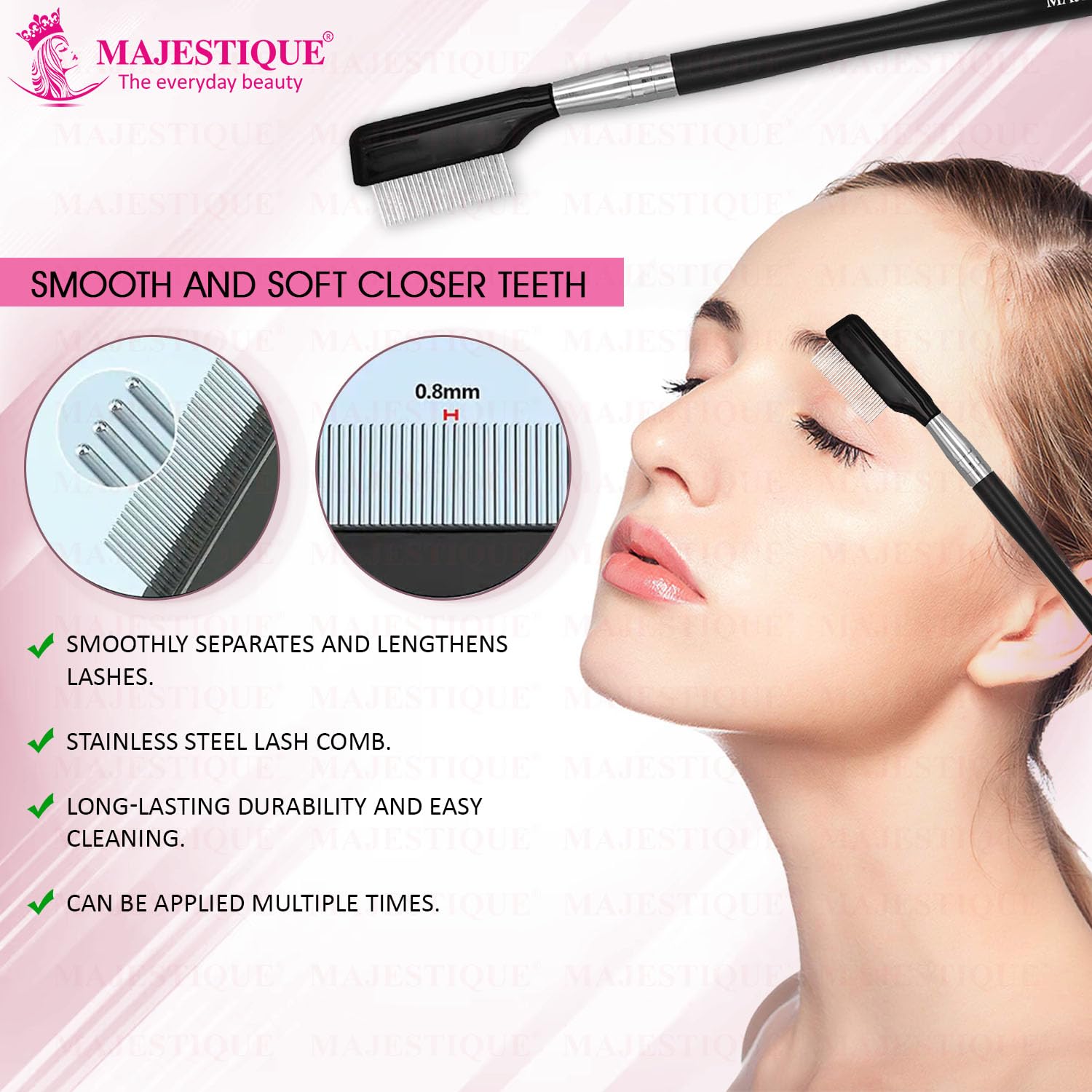 Majestique Eyebrow Comb for Women Grooming Tool – Single-Side Comb & Eyebrows Shaper Also Remove Excess Mascara from Eyelashes with Ease 3