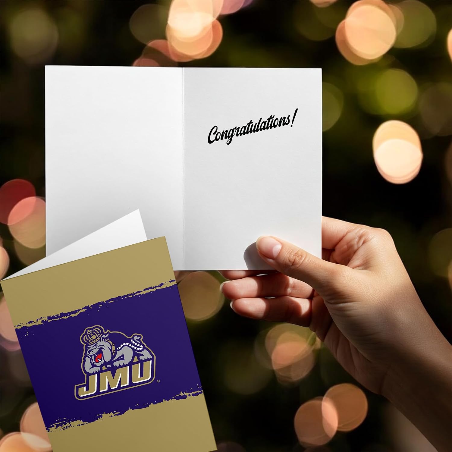 Desert Cactus James Madison University 5x7 Inch Greeting Card Dukes JMU Single Folded Cardstock with Envelope Party Celebration Officially Licensed (5x7 Card B - Congrats)