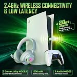 YPBDAN Wireless Gaming Headset for PS5, PS4, PC, USB Over Ear Gaming Headphones with Noise Canceling Mic, Bluetooth 5.3, 100H Battery, Low Latency, Foldable Headset for Switch, Mac