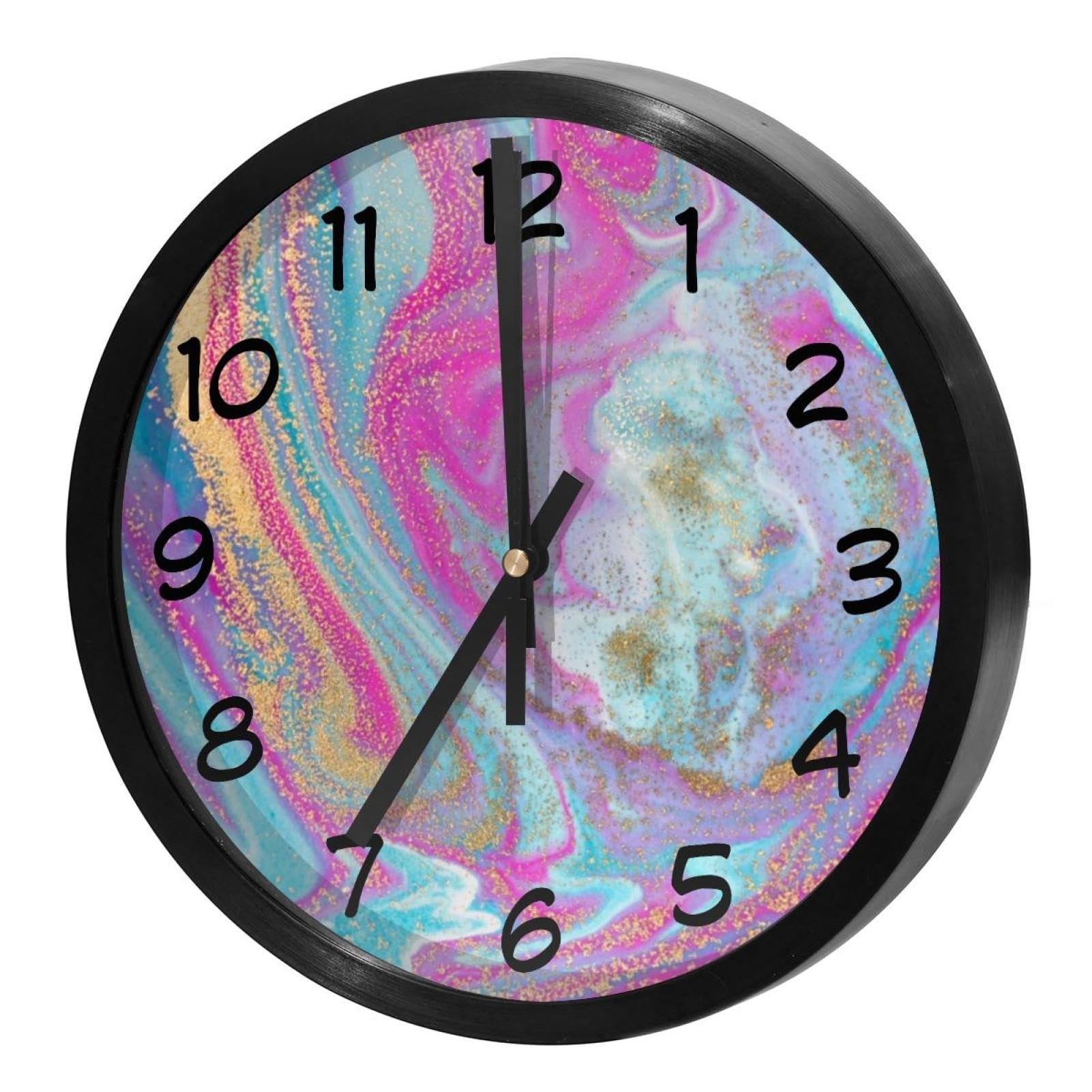 Horloge murale silencieuse à quartz ronde sans tic-tac fonctionnant à piles pour maison
