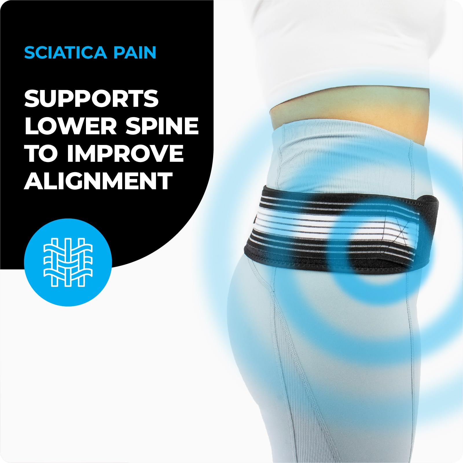 SUPLYMAR Fascia Lombare Supporto Schiena e Piastra di Supporto per la cintura. Fascia lombare con doppia regolazione e pressione addominale, allevia la sciatica e mal di schiena