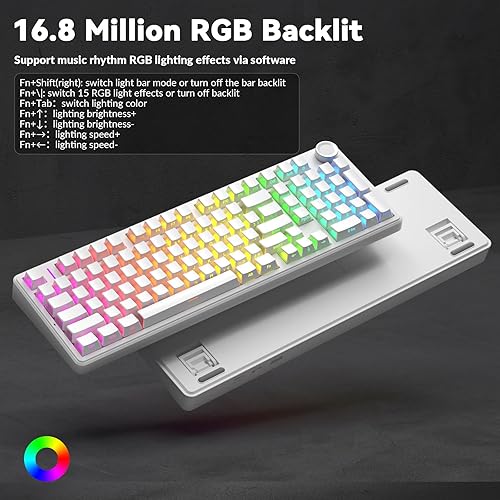 Miniatura 4 de AULA Teclado mecánico inalámbrico F99 Pro, versión silenciosa, BT5.02.4GHzUSB-C, teclado personalizado intercambiable en caliente, estructura de