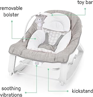 Ingenuity Keep Cozy 3-in-1 Grow with Me Vibrating Baby Bouncer Seat & Infant to Toddler Rocker, Vibrations & Toy Bar, 0-30 Months Up to 40 lbs (Linden)