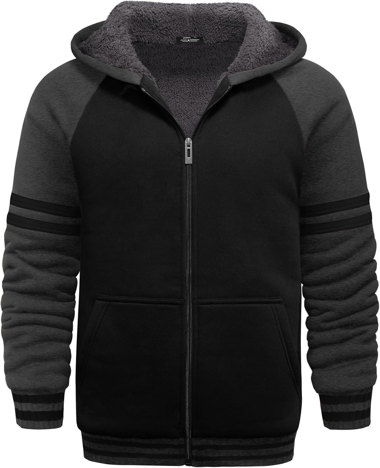 SECOOD Kids Hoodie Fleece Jacket Warm Sherpa Lined Zip Up Hooded Sweatshirt Soft Winter Coat Boys Girls School Outerwear