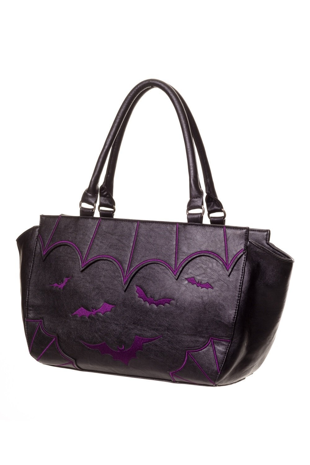 Lost Queen Bats Handbag Gotham Knight Bats Handbag Black Bat Purse (Purple)
