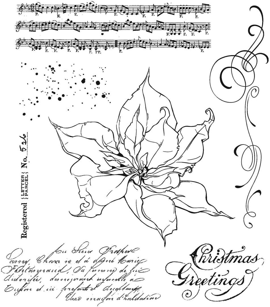 Tim Holtz Stampers Anonymous Holidays 2020 The Poinsettia Cling Stamp Set CMS426