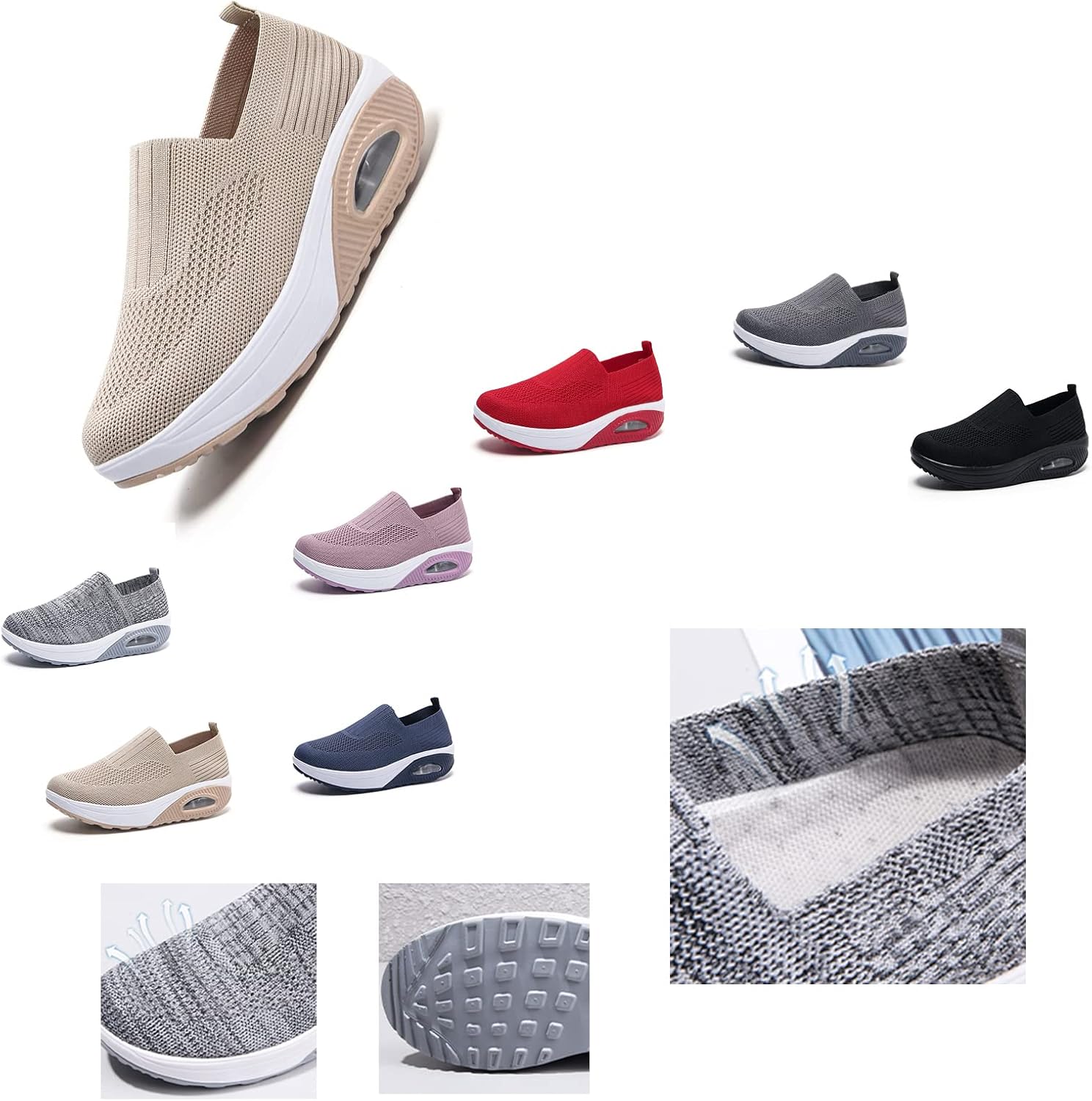 Casual Platform Mesh Sandals,2023 New Women's Air Cushion SlipOn