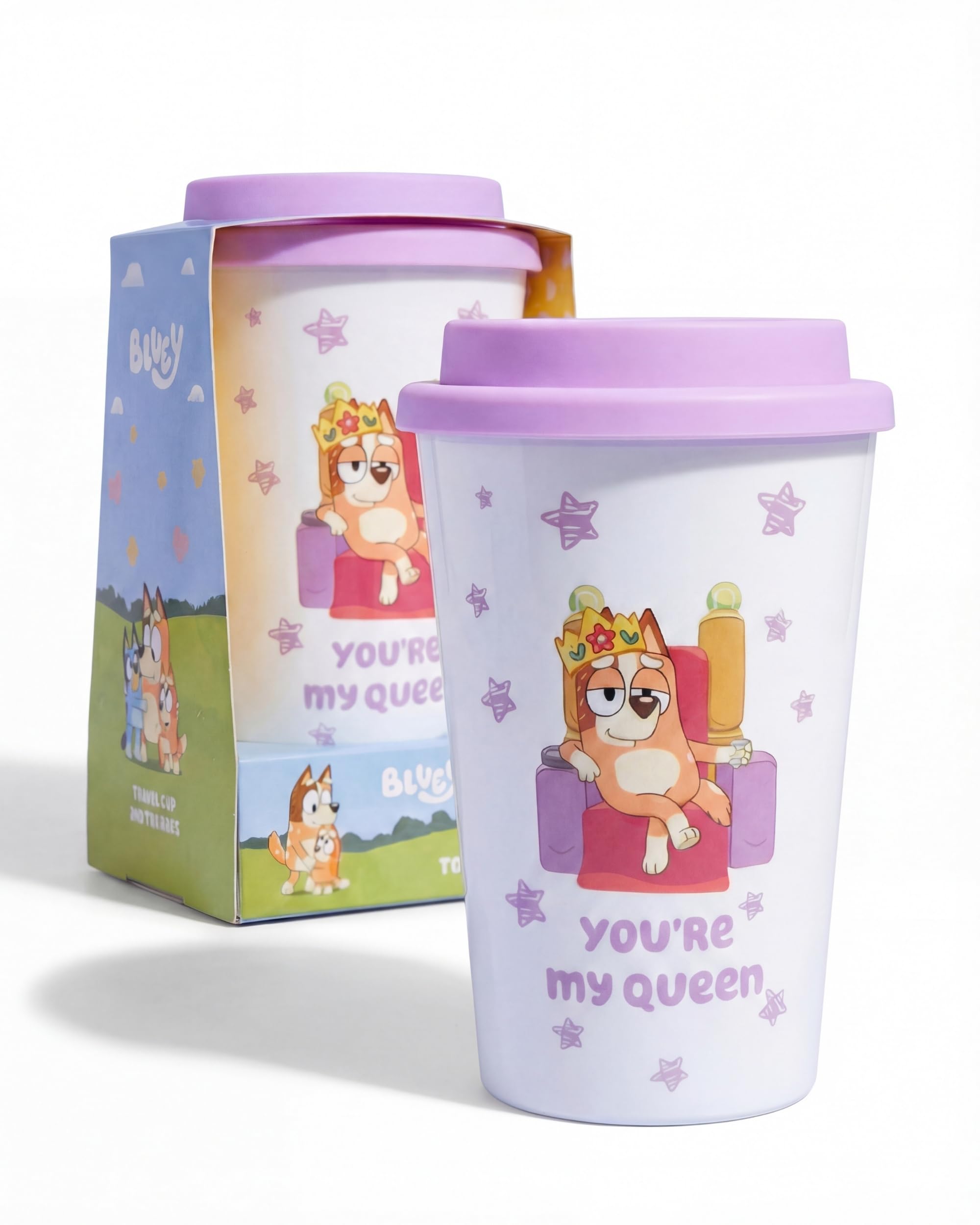 Bluey 'You're My Queen' Travel Mug Gift Set, 2 Tea Bags