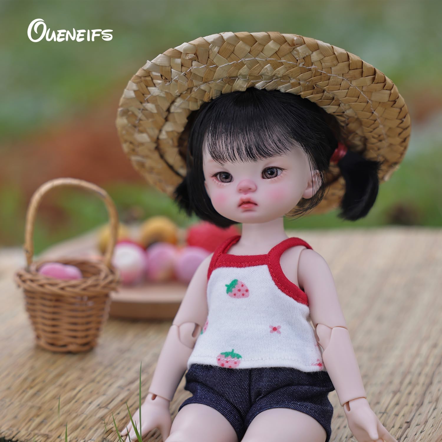 Oueneifs 1/6 Wandy BJD Doll with The Straw Hats Summer Style Resin Toy for 15+ Year Old