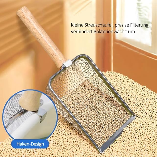 Foto 3 de 7 de Pala para gatos de acero inoxidable para gatos, tamaño de poro de 5 mm, pala de metal para gatos
