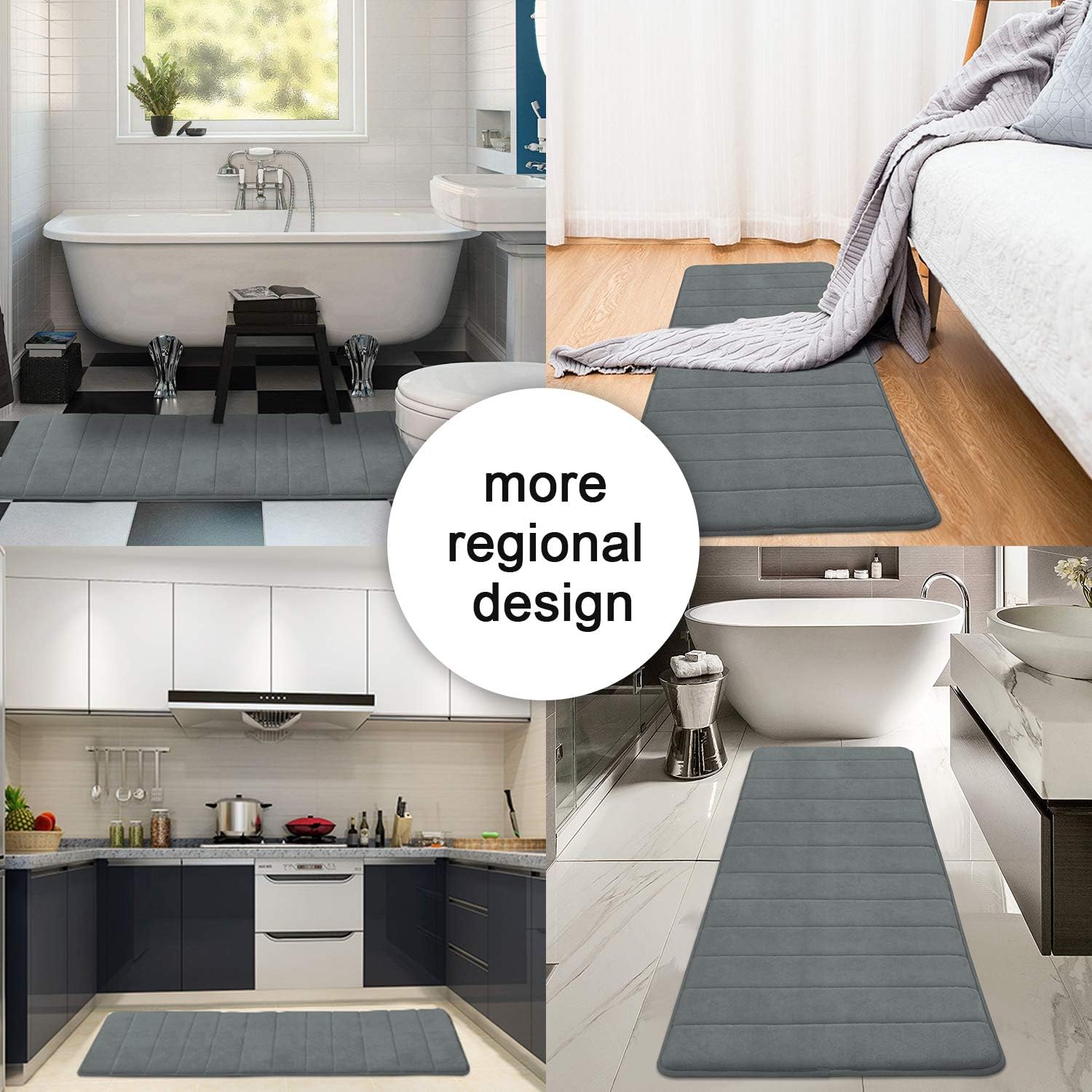 Memory Foam Bath Mat Rug, KIMODE Anti-Fatigue Soft Absorbent