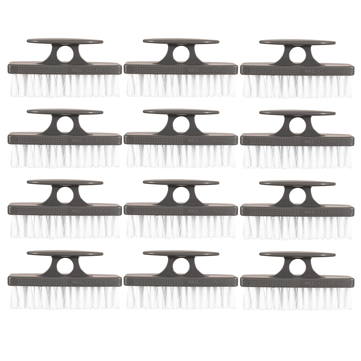 Superio Nail Scrubber Brush - All-Purpose Stiff Cleaning Brush for Hands, Feet, Kitchen & Work - Black, 12 Pack