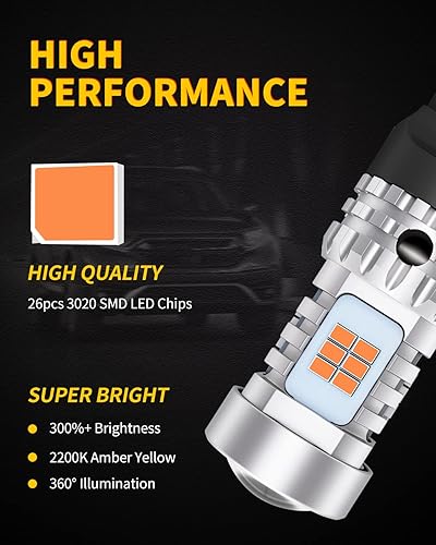 Miniatura 3 de AUXLIGHT Bombillas LED 7440 T20 extremadamente brillantes 7440NA 7441 W21W WY21W 992 Canbus reemplazo libre de errores para luces direccionales,