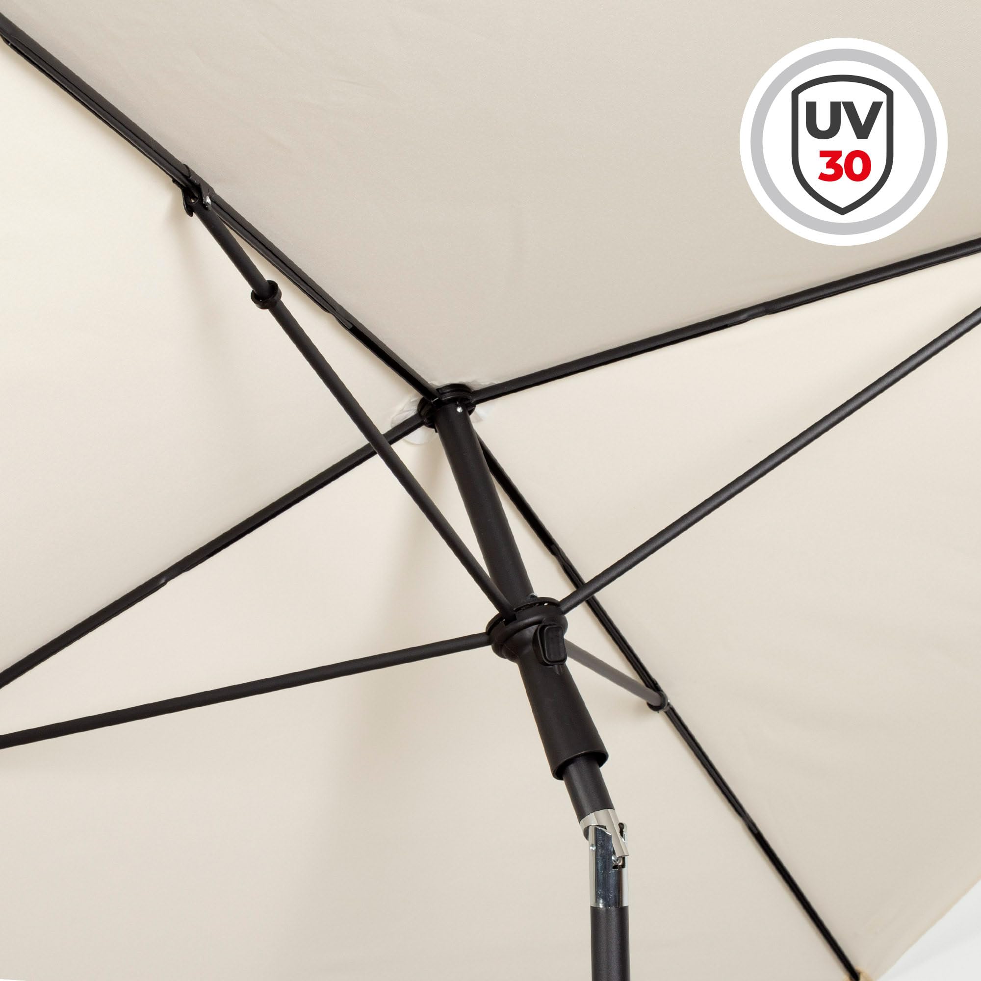 AKTIVE 61150 Kwadratowy parasol tarasowy, 175 x 175 cm, beżowy, stalowy drążek przechylny, tkanina poliestrowa z ochroną UV30, 4 wytrzymałe pręty, łatwy w montażu i przechowywaniu, parasol ogrodowy