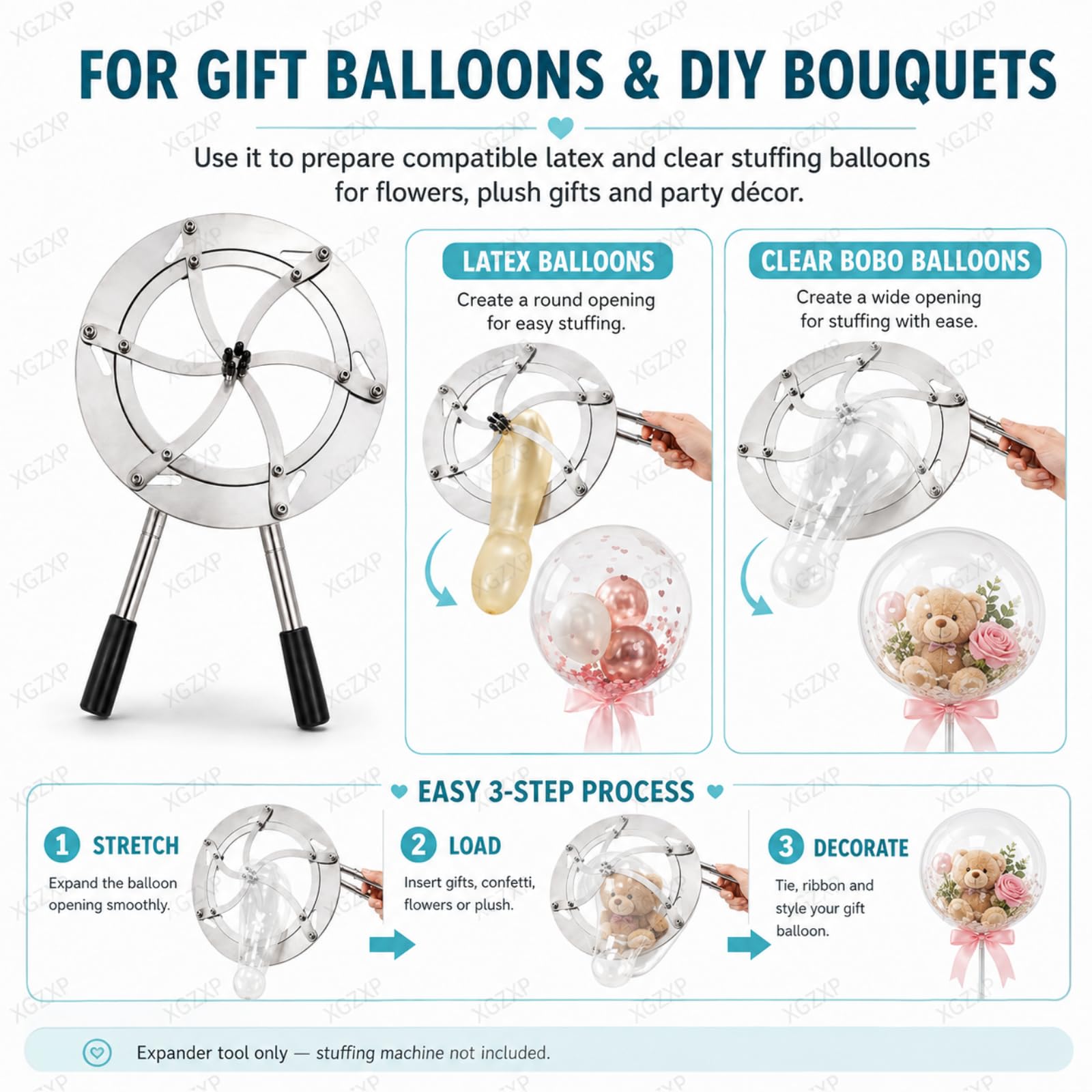 Outil Dexpansion De Ballons en Acier Inoxydable, Ouverture Réglable avec Deux Poignées Amovibles pour Ballons en Latex Et Ballons Bobo, pour Le Rembourrage De Cadeaux