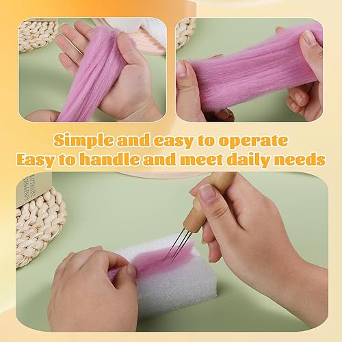 Vista 172 de 3.53 oz lana Roving, suministros de fieltro de lana, lana pura, hilo grueso, hilado de lana giratoria para fieltro de aguja, fieltro húmedo, Blanco