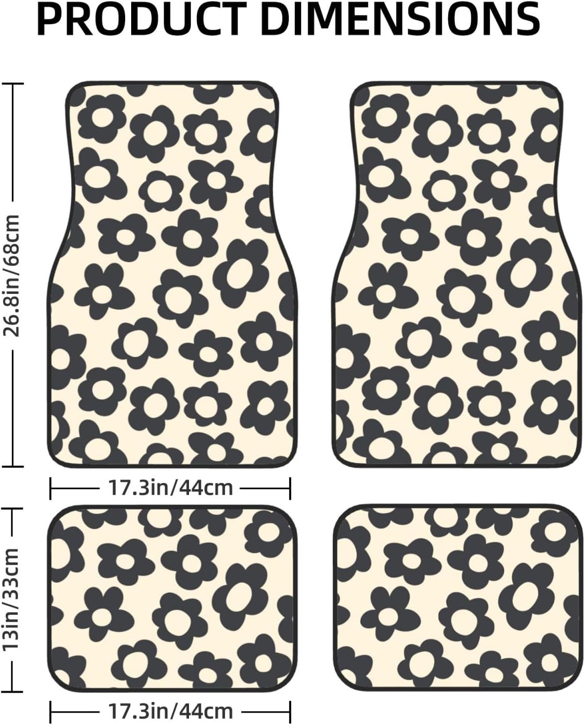 Vintage Groovy Flowers Car Floor Mats Set of 4 Universal Fit for Suvs Sedans Trucks Cars Set of 4 Auto Floor Carpets Rugs Non Slip - Image 2