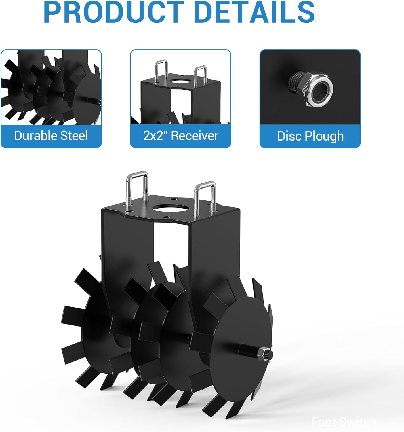 2 Pieces Heavy Duty Disc Harrow, ATV/UTV Towed Disc Plow with General 2" Hitch and Adjustable Height, Pull Behind Tiller Disc Plough Harrow for Tractor Attachments