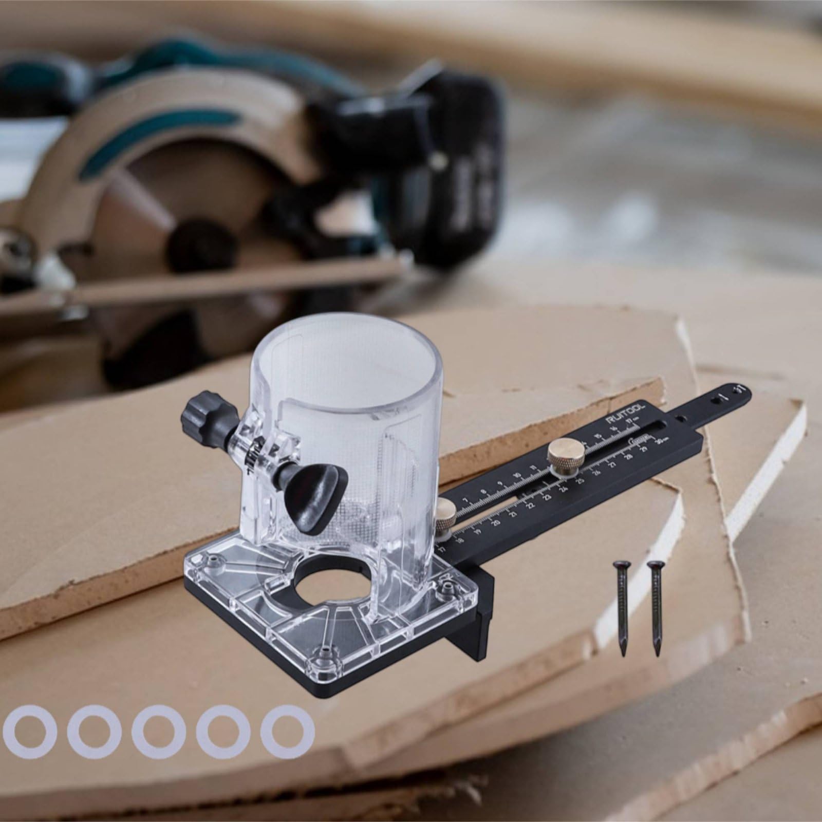 Fresatrice per Legno Guida Cerchi Fresatrice Router Strumento Taglio Accessorio Falegnameria con Base in Alluminio Regolazione Diametro Doppio