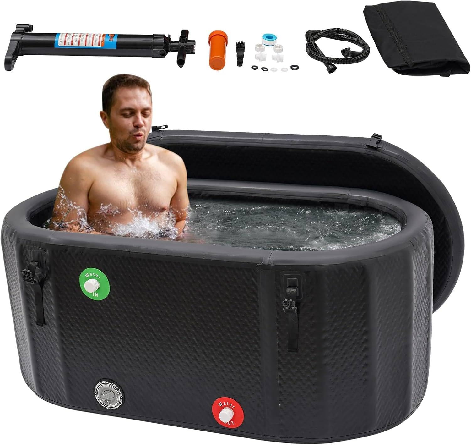 Bañera de hielo portátil con sistema de refrigeración, aislada para terapia de agua fría y relajación, tamaño adulto