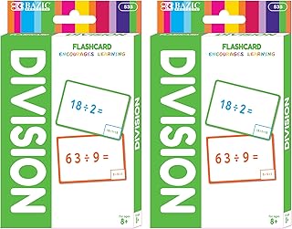 BAZIC Division Flash Cards, Numbers Elementary Math Flashcards Game at School, Problem Solving (36/Pack), 2-Packs