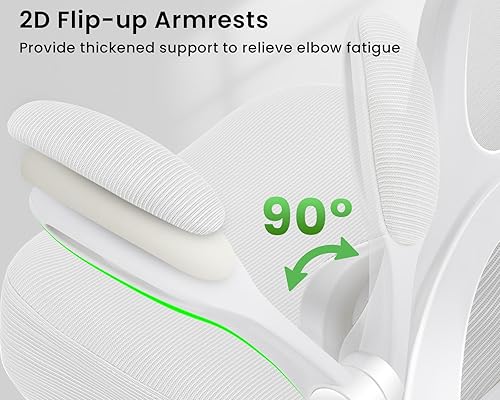 Miniatura 7 de Silla de oficina ergonómica, cómoda silla de escritorio con soporte lumbar ajustable, silla de computadora de malla con ruedas, reposabrazos