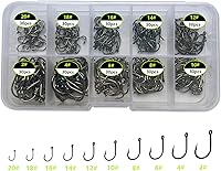 Gxamz 300pcs Small Fish Hooks Set - 10 Sizes #20-#2 High Carbon Steel Trout Hooks for Freshwater Fishing