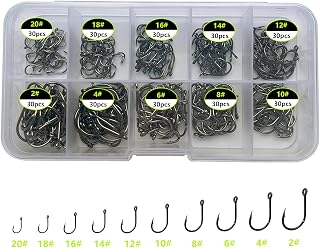 Gxamz 300pcs Small Fish Hooks Set - 10 Sizes #20-#2 High Carbon Steel Trout Hooks for Freshwater Fishing