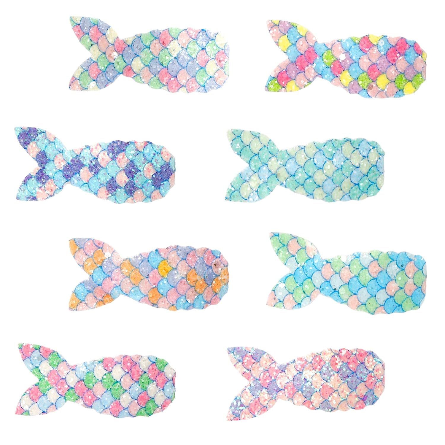 8Pcs Sequins Fish Tail Hair Clips for Women Glitter Fish Tail Barrettes Multicolor Hair Accessories Pink Blue Green Purple