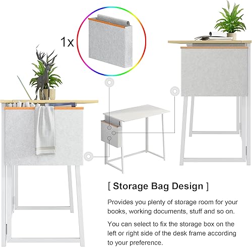 Miniatura 122 de 4NM Escritorio plegable pequeño de 31.6 pulgadas, escritorio plegable de oficina en casa, mesa de estudio para dormitorio pequeño que ahorra natural