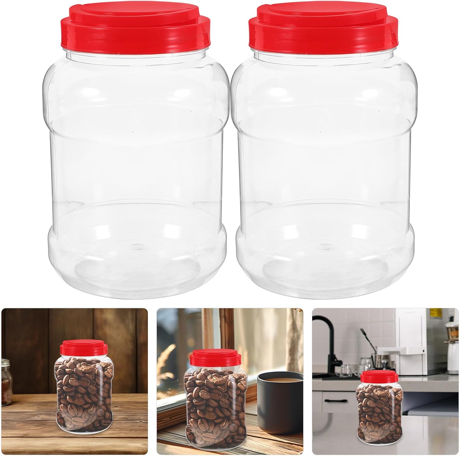BESPORTBLE 2 Pack 2200ml PET Food Storage Jars with Airtight Lids image 4