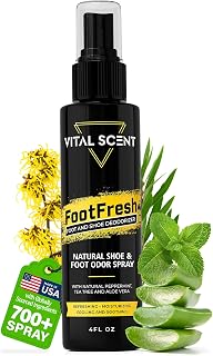 VITALSCENT Heavy Duty Foot & Shoe Odor Spray - Extra Strength Mint Deodorizer with Witch Hazel, Tea Tree Oil for Smelly Feet & Work Boots