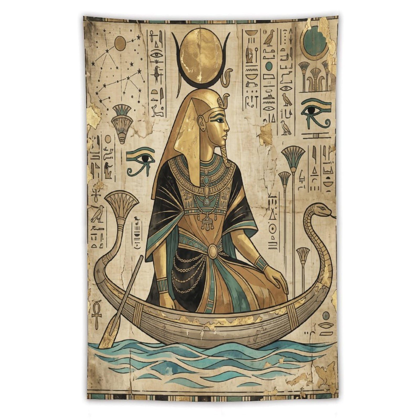 H3B8U2Y5 Egyptian Queen Boat Wall Tapestry, Symbolist Art, Room Divider