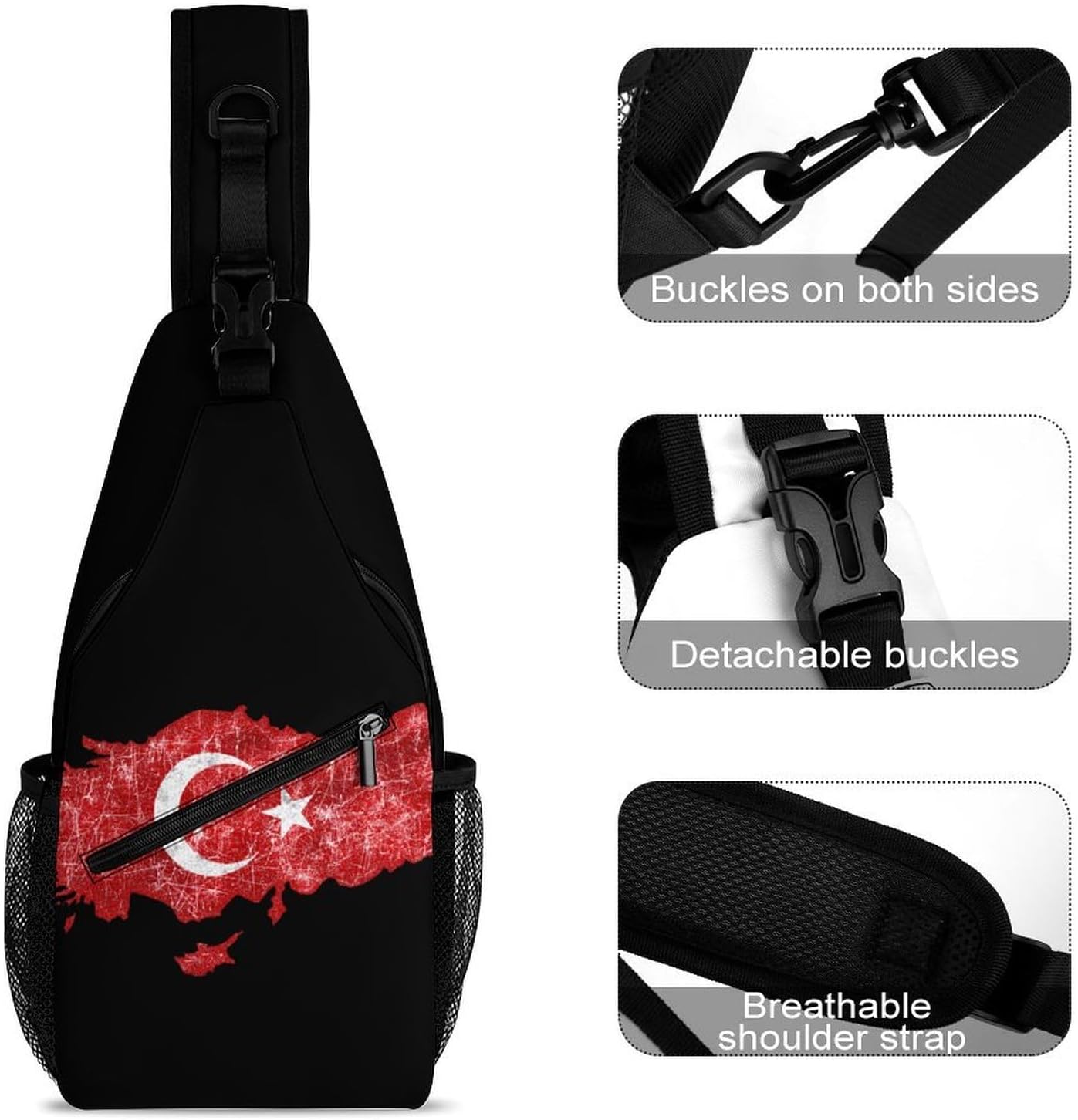 Turkey Turkish Flag Casual Sling Bag Backpack Shoulder Daypack