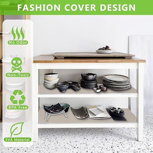 Miniatura 3 de WochiTV Revestimiento de estante para armarios, cajones de 23.6 pulgadas x 20 pies, de plástico EVA no adhesivo, impermeable, tapetes protectores